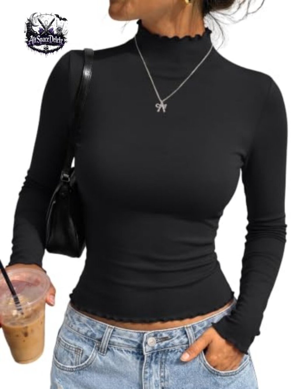 Women's Mock Turtleneck Long Sleeve Crop Top Ribbed Stretch Fall Shirt